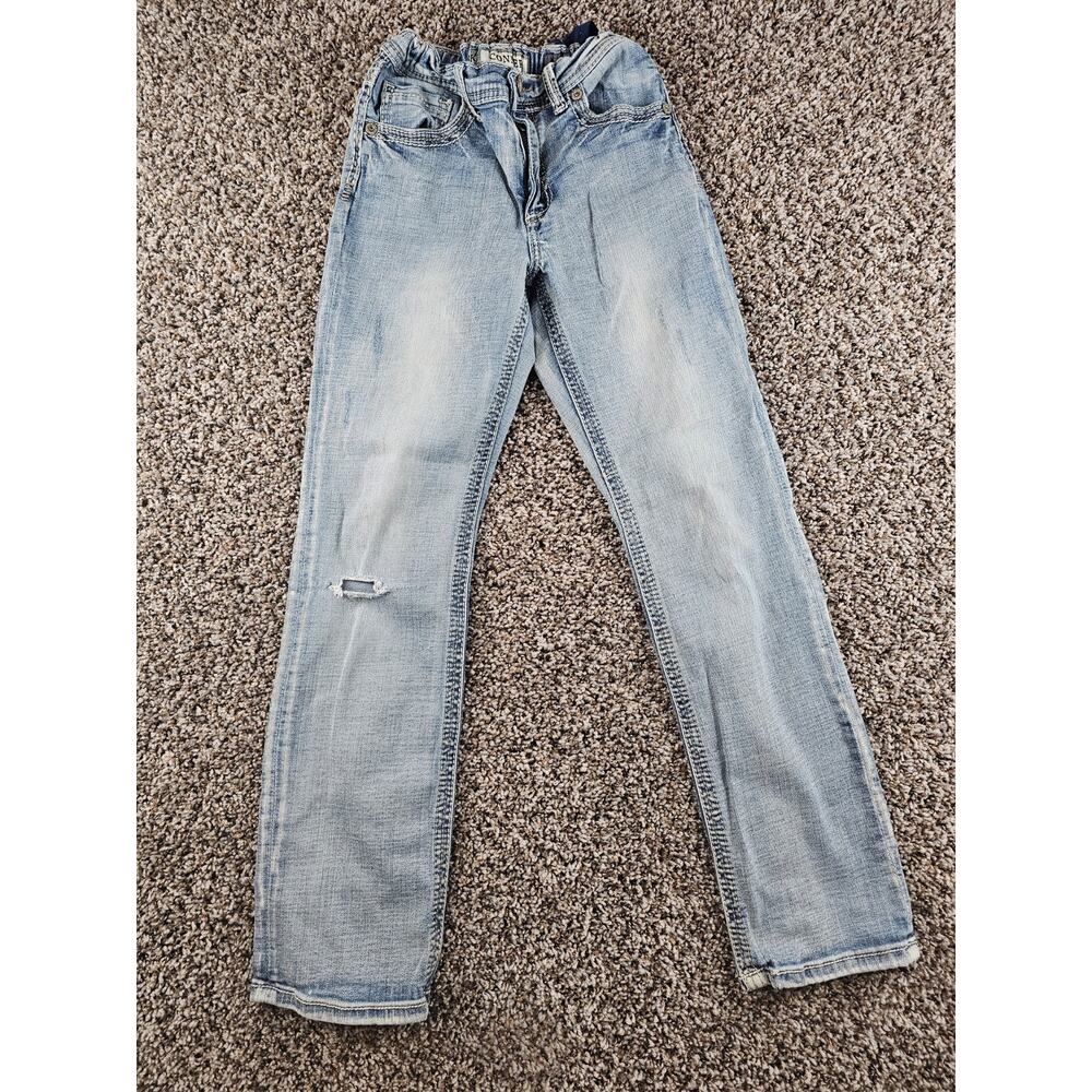BKE Buckle Boys Sz 14 Conner Fit Straight Leg Blue Jeans Light Wash Adjustable